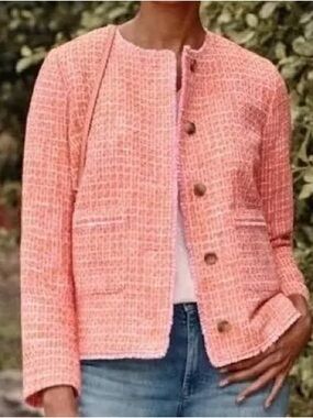 JJill Classic Pink Tweed Jacket for Women.  Size LP